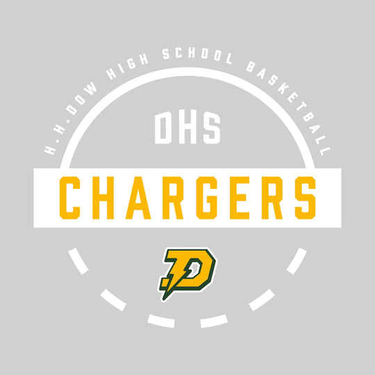 Midland Dow Chargers - Basketball - Mascot Name with Free Throw Circle