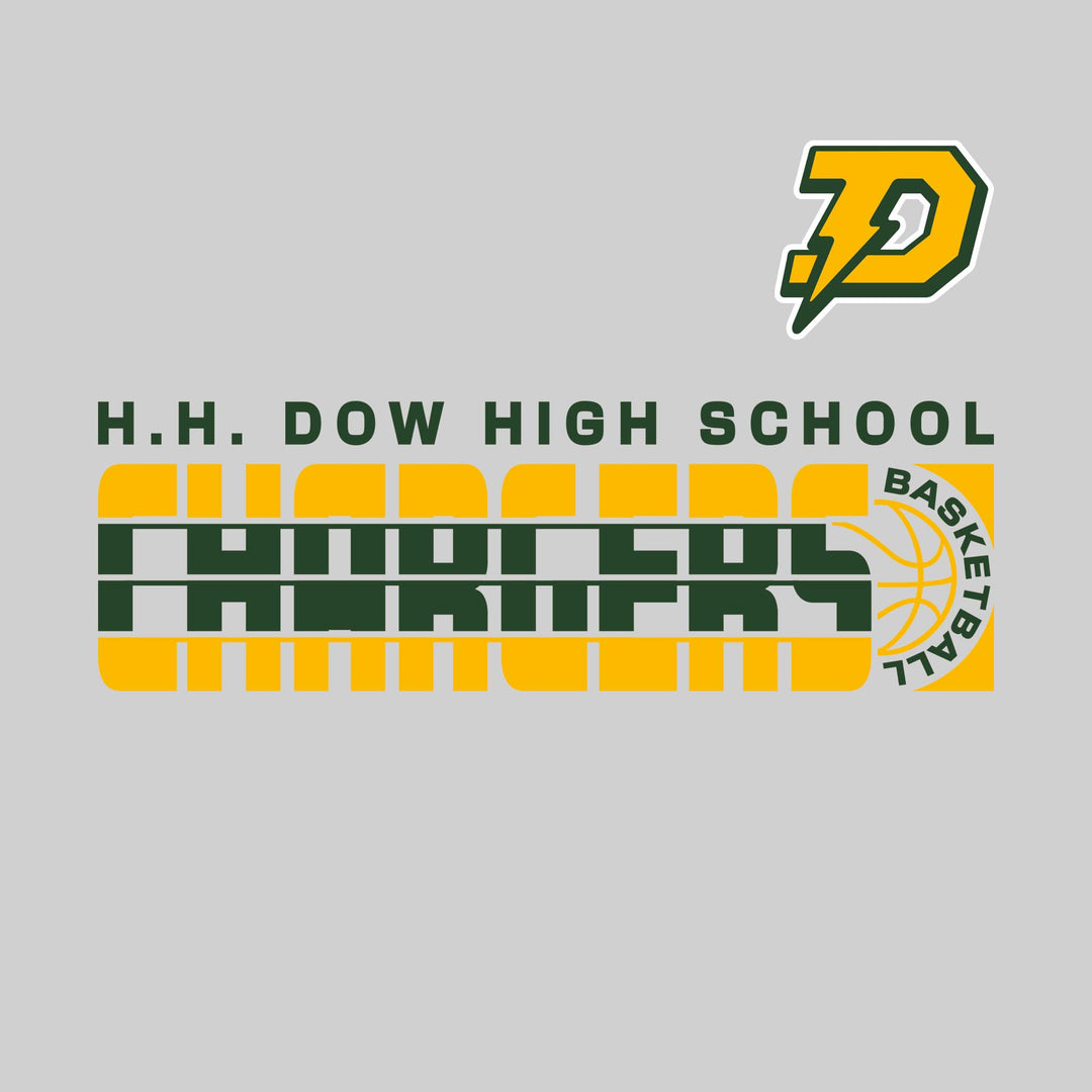 Midland Dow Chargers - Basketball - Striped Mascot Name with Basketball Grooves
