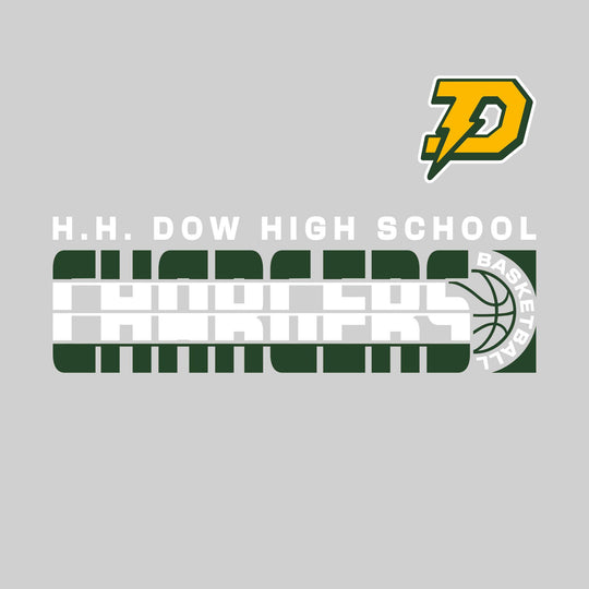 Midland Dow Chargers - Basketball - Striped Mascot Name with Basketball Grooves