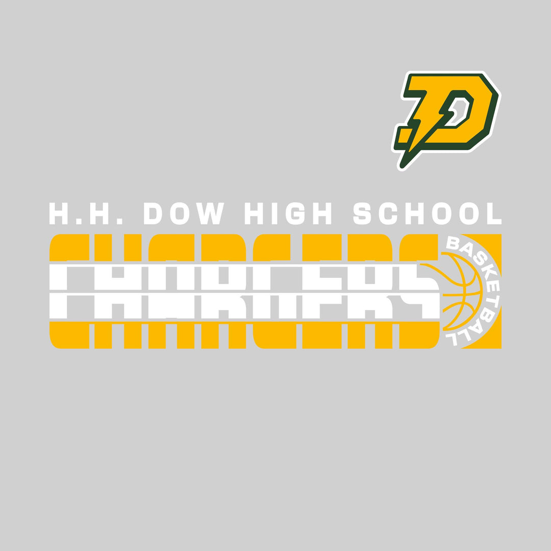 Midland Dow Chargers - Basketball - Striped Mascot Name with Basketball Grooves