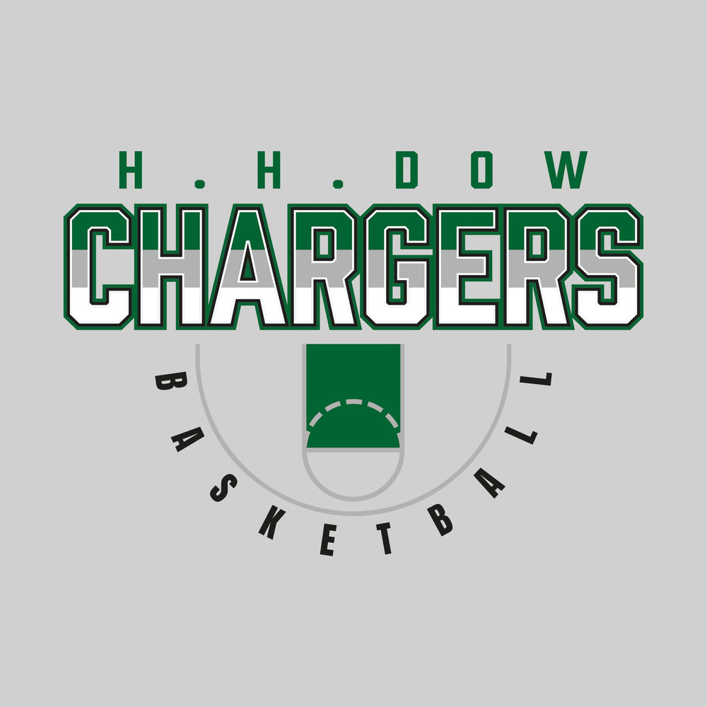 Midland Dow Chargers - Basketball - Tri-Color Chargers with Court Lines