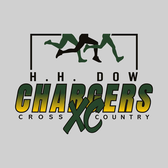 Midland Dow Chargers - Cross Country - Runner Legs with Halftone Chargers