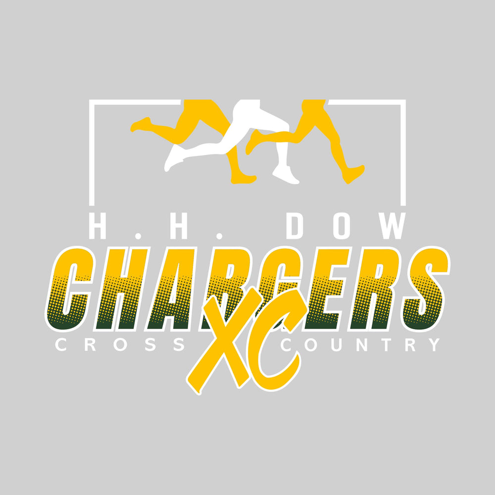 Midland Dow Chargers - Cross Country - Runner Legs with Halftone Chargers