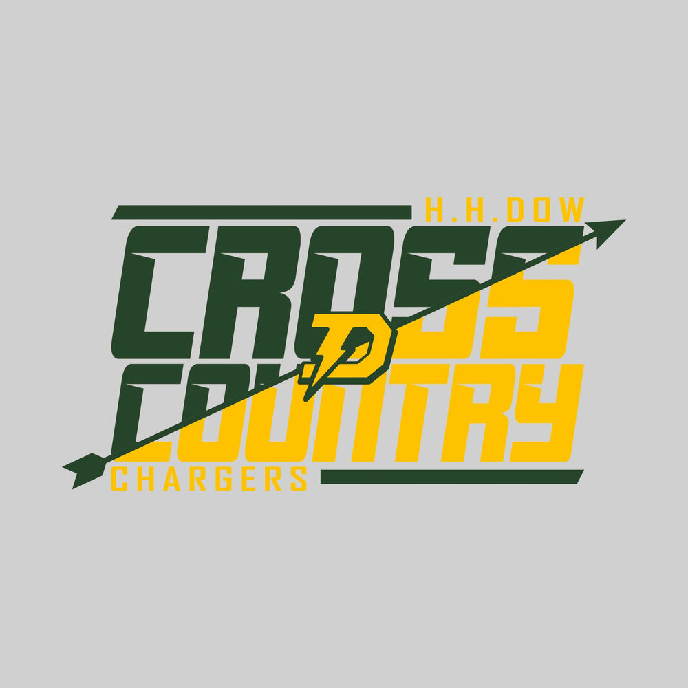 Midland Dow Chargers - Cross Country - Split-Color School Name with Arrow & Mascot