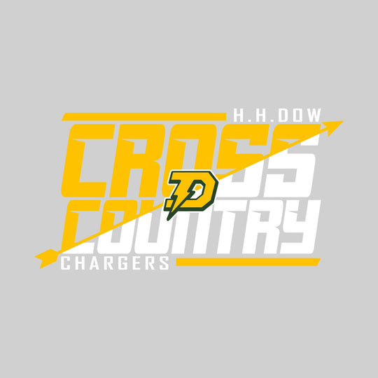Midland Dow Chargers - Cross Country - Split-Color School Name with Arrow & Mascot