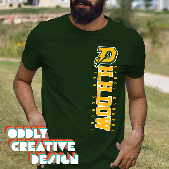 Midland Dow Chargers - Cross Country - Vertical School Name with Upper Mascot
