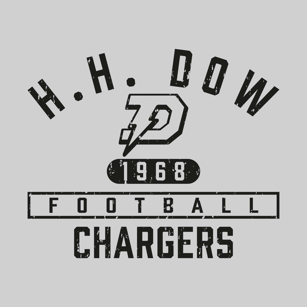 Midland Dow Chargers - Football - Arched School Name Over Mascot - Distressed
