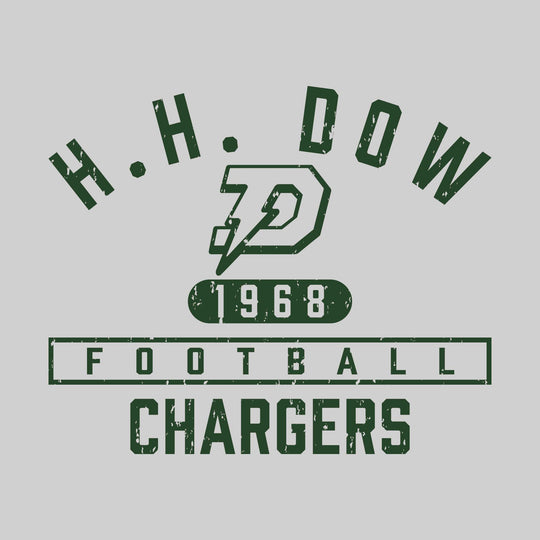 Midland Dow Chargers - Football - Arched School Name Over Mascot - Distressed
