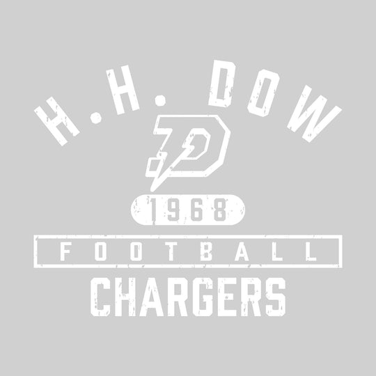 Midland Dow Chargers - Football - Arched School Name Over Mascot - Distressed