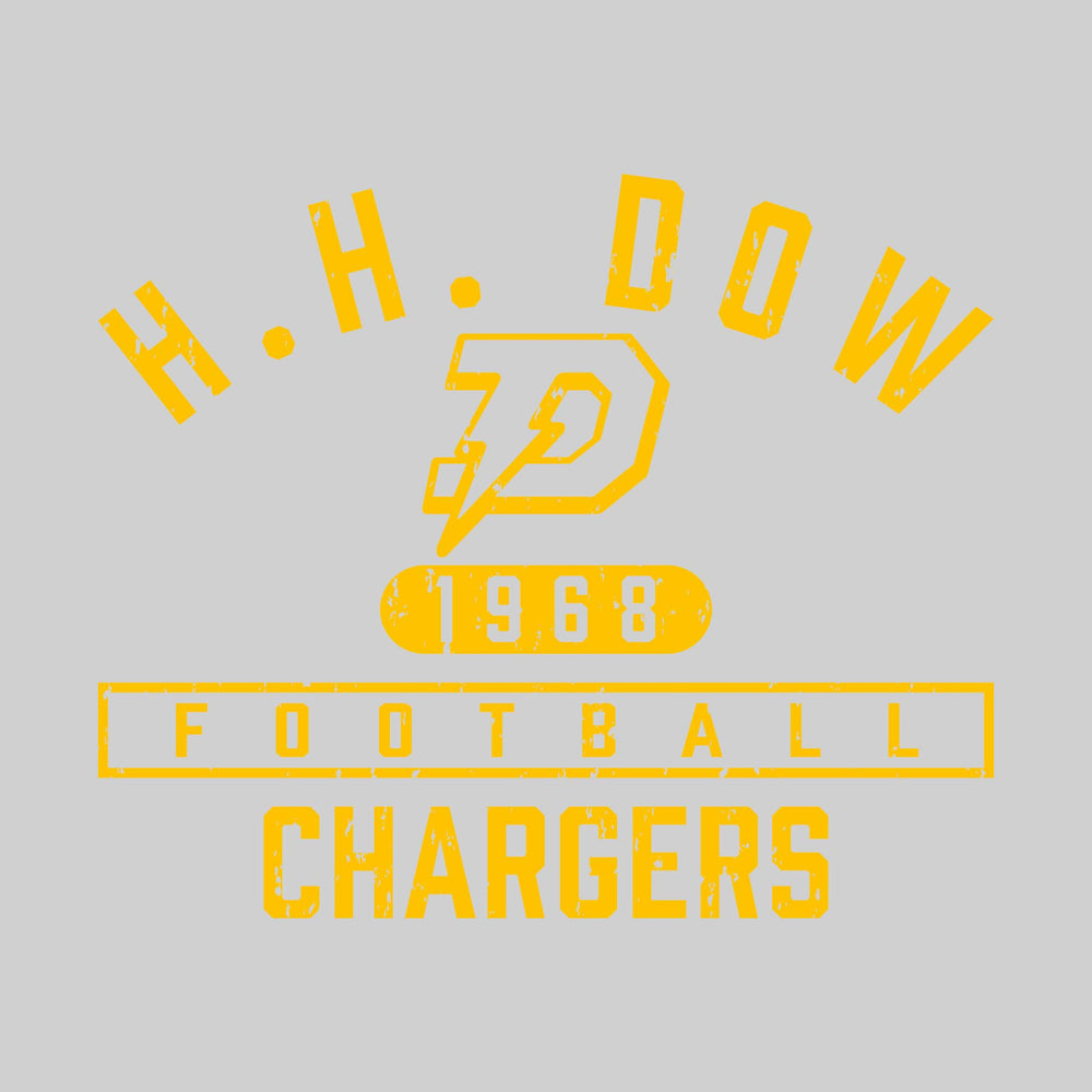 Midland Dow Chargers - Football - Arched School Name Over Mascot - Distressed