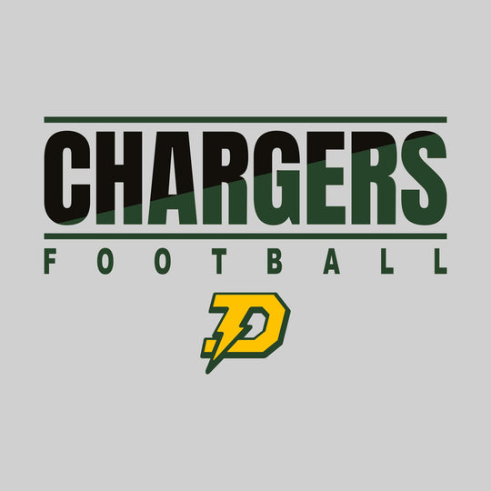 Midland Dow Chargers - Football - Diagnol Split-Color School Name with Mascot