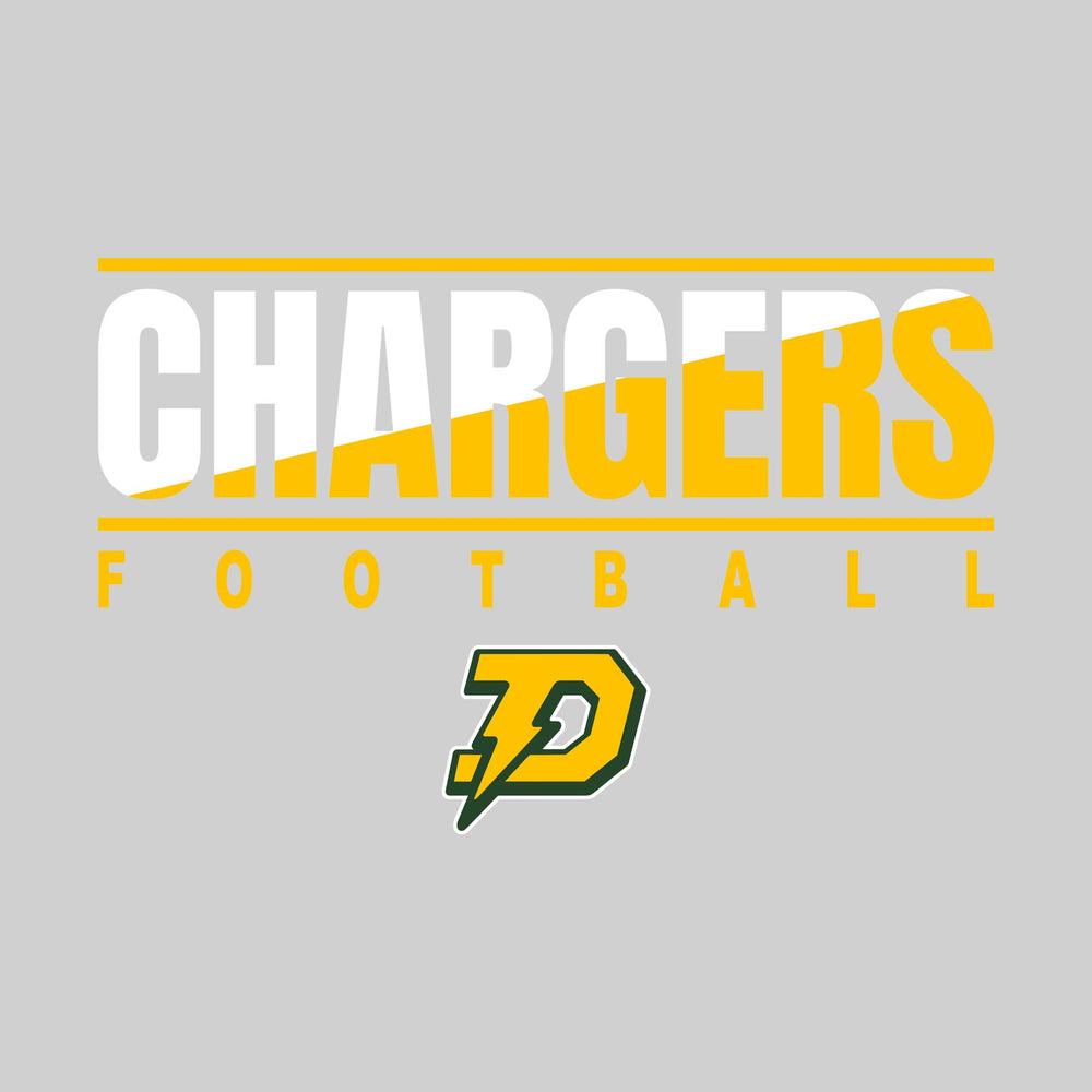 Midland Dow Chargers - Football - Diagnol Split-Color School Name with Mascot