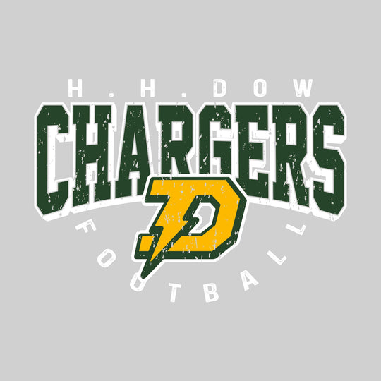 Midland Dow Chargers - Football - Distressed Text with Mascot and Arched Football