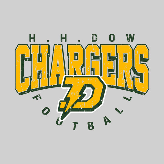 Midland Dow Chargers - Football - Distressed Text with Mascot and Arched Football
