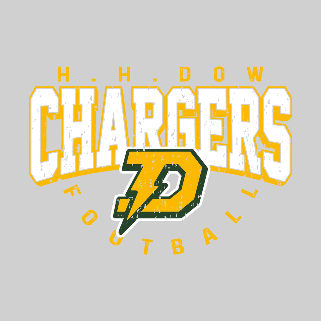 Midland Dow Chargers - Football - Distressed Text with Mascot and Arched Football