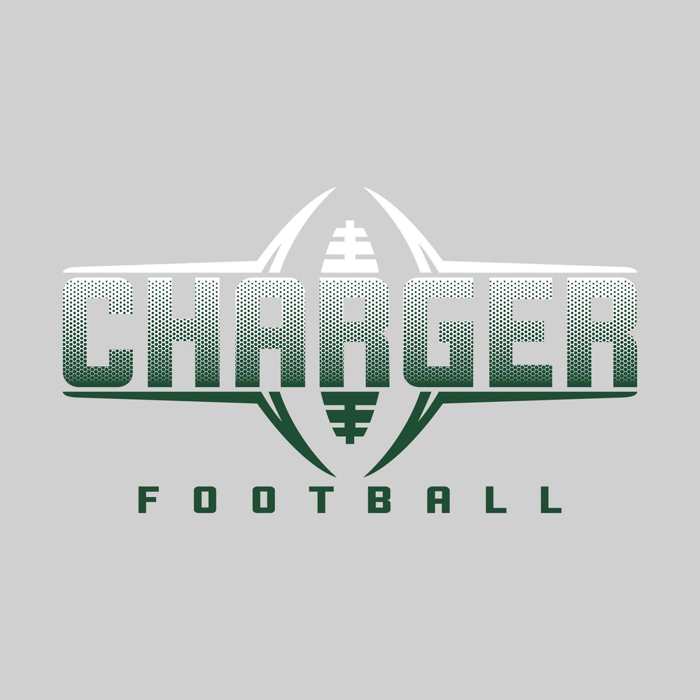 Midland Dow Chargers - Football - Football Shape Bracketing Mascot Name with Hex Pattern