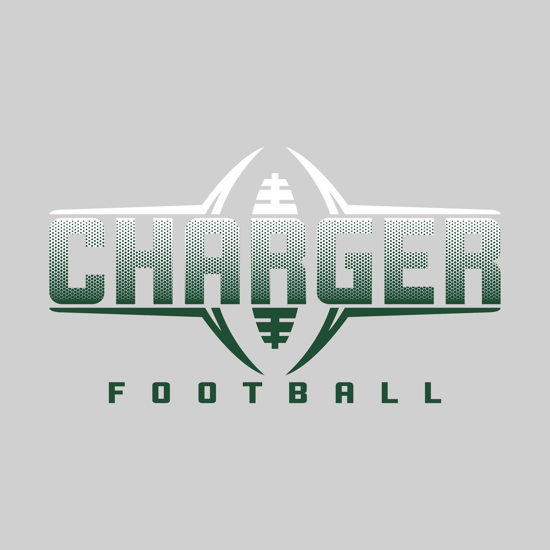 Midland Dow Chargers - Football - Football Shape Bracketing Mascot Name with Hex Pattern