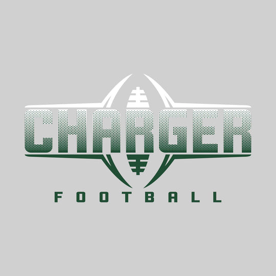 Midland Dow Chargers - Football - Football Shape Bracketing Mascot Name with Hex Pattern