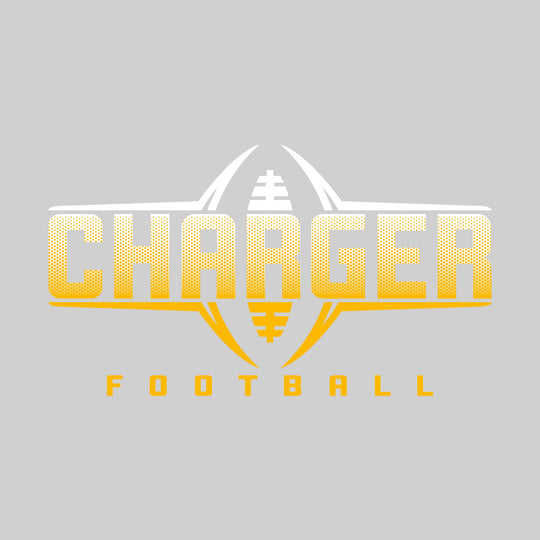 Midland Dow Chargers - Football - Football Shape Bracketing Mascot Name with Hex Pattern