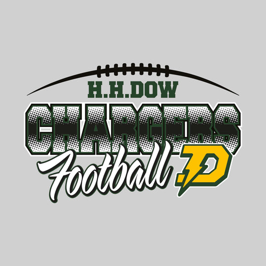 Midland Dow Chargers - Football - Halftone School Name with Mascot