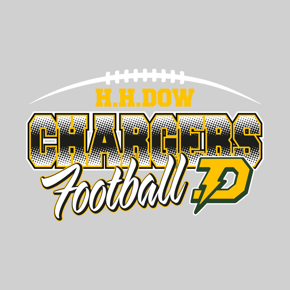 Midland Dow Chargers - Football - Halftone School Name with Mascot