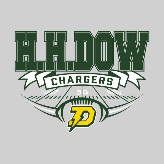 Midland Dow Chargers - Football - School Name with Banner & Yard Lines