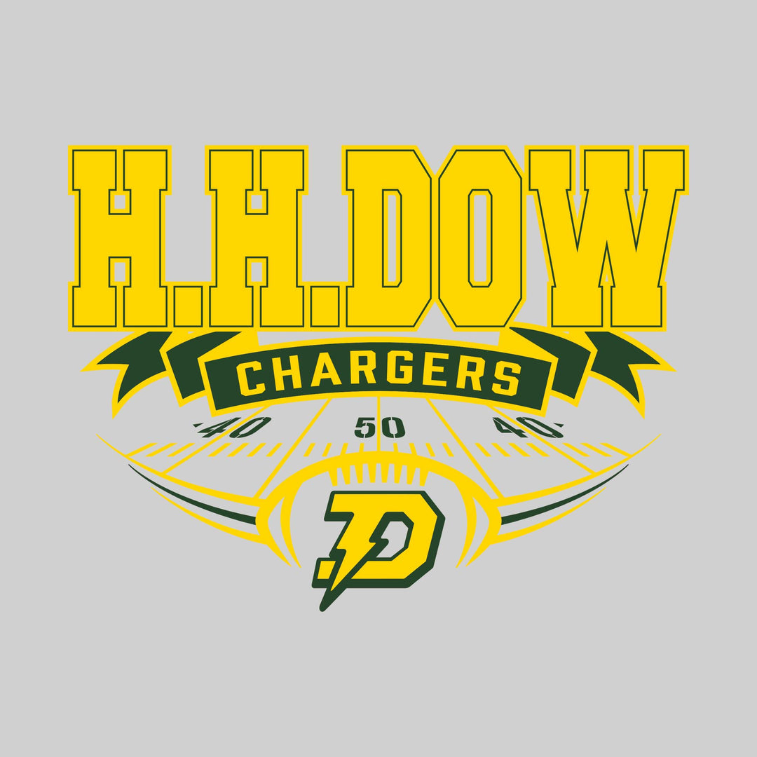 Midland Dow Chargers - Football - School Name with Banner & Yard Lines