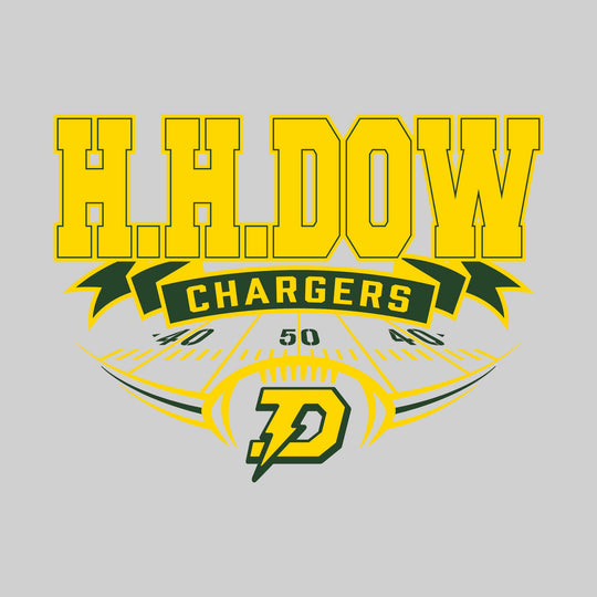 Midland Dow Chargers - Football - School Name with Banner & Yard Lines