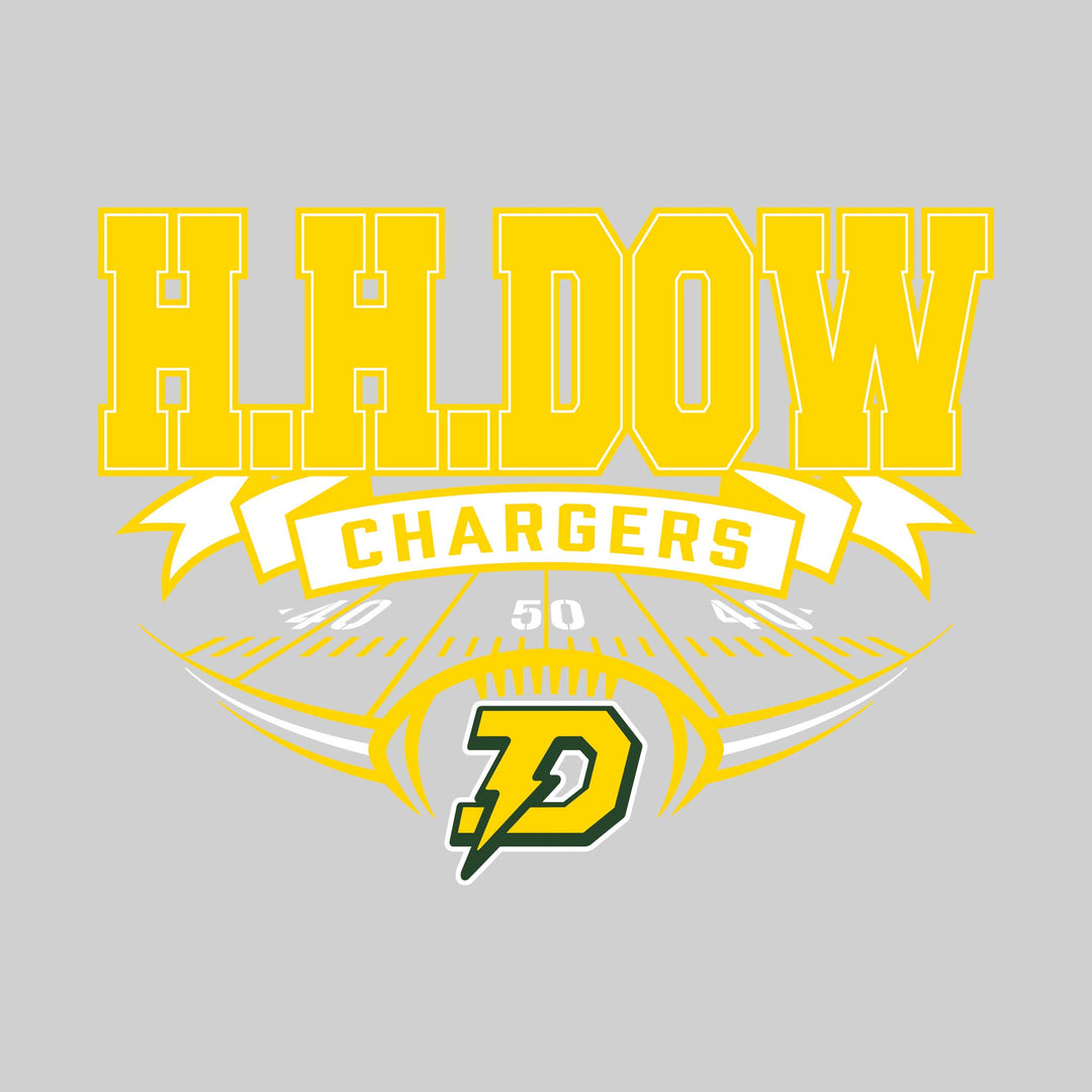 Midland Dow Chargers - Football - School Name with Banner & Yard Lines