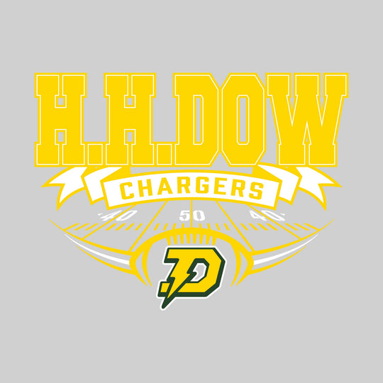 Midland Dow Chargers - Football - School Name with Banner & Yard Lines