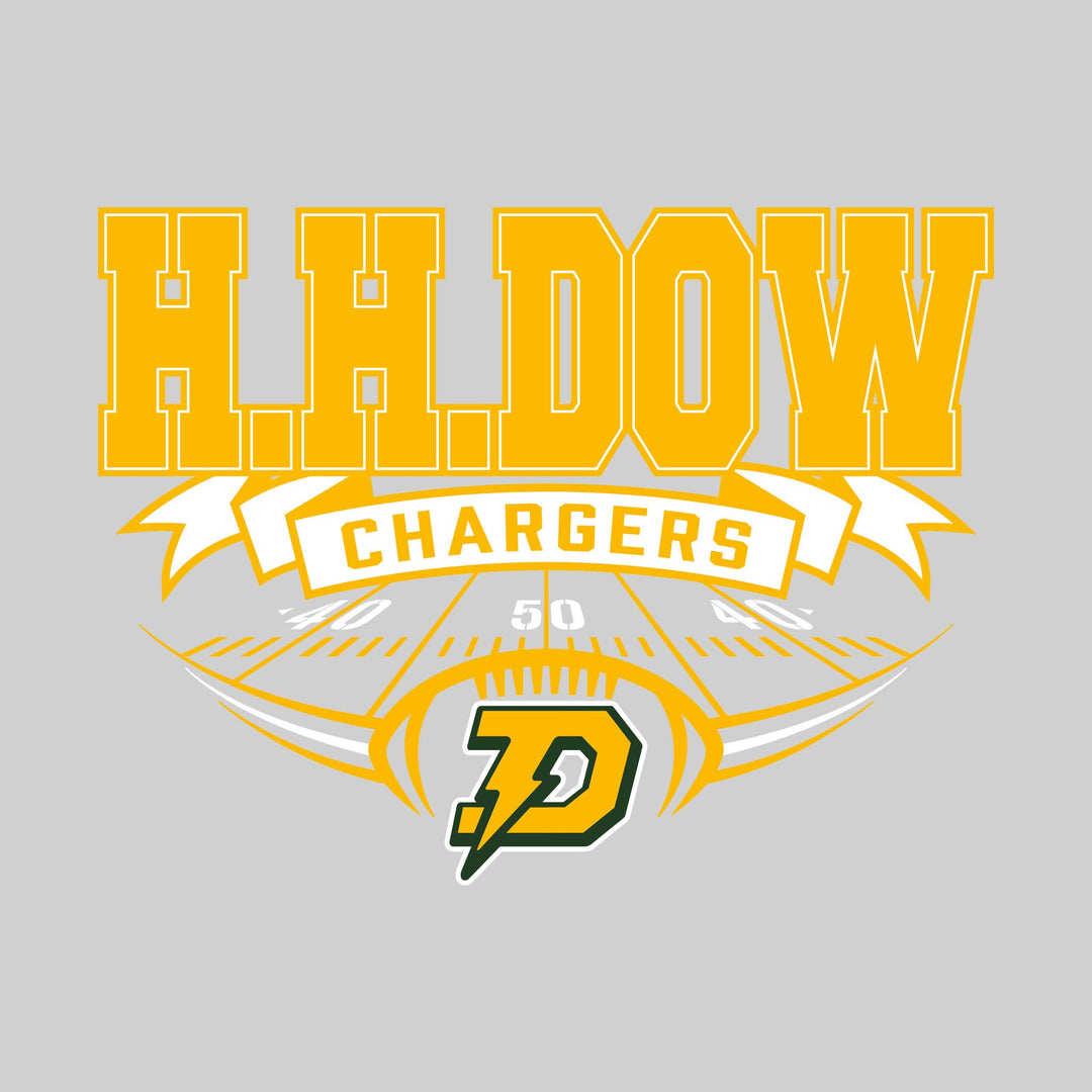 Midland Dow Chargers - Football - School Name with Banner &amp; Yard Lines