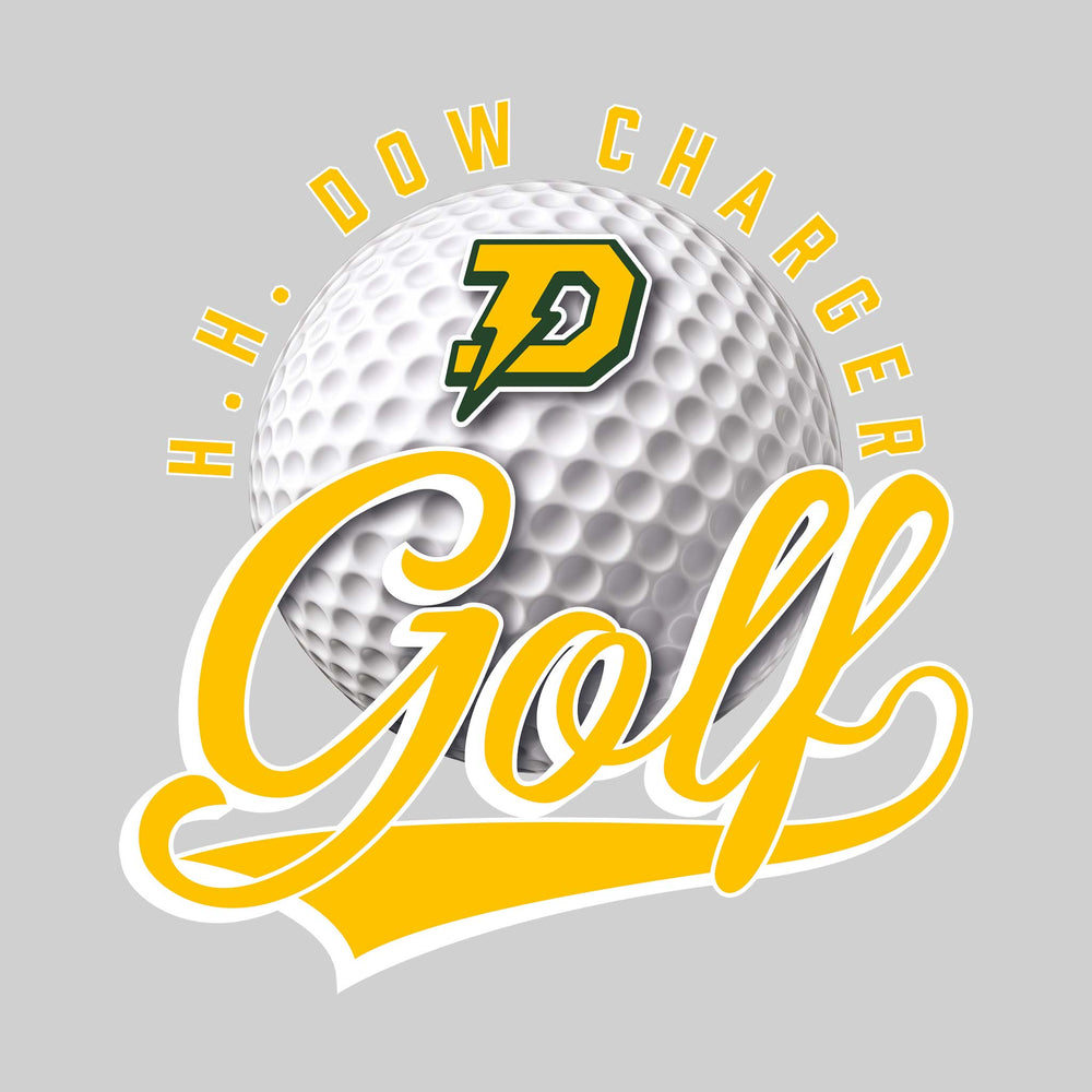 Midland Dow Chargers - Golf - Arched School Name Over Golf Ball