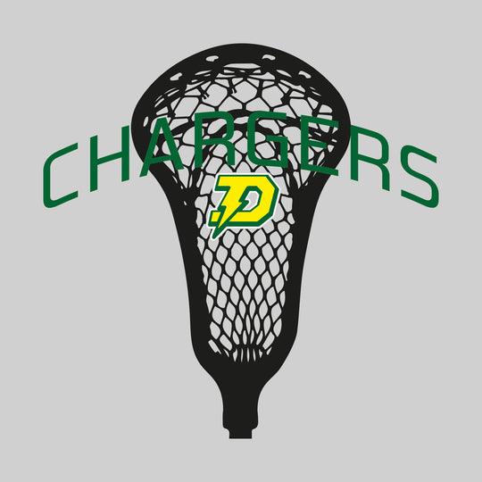 Midland Dow Chargers - Lacrosse - Arched Chargers Over Lacrosse Stick with Logo