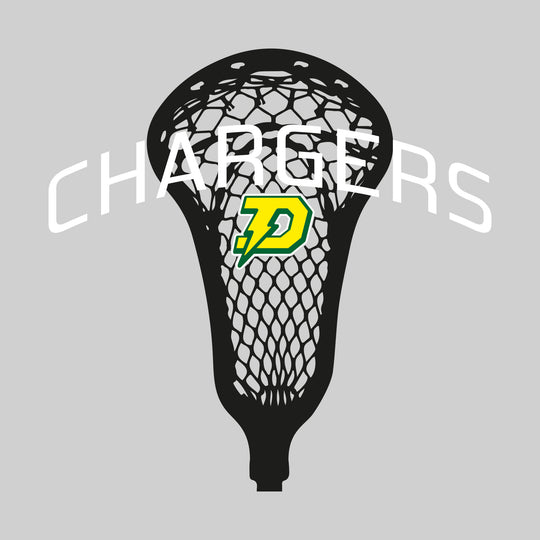 Midland Dow Chargers - Lacrosse - Arched Chargers Over Lacrosse Stick with Logo