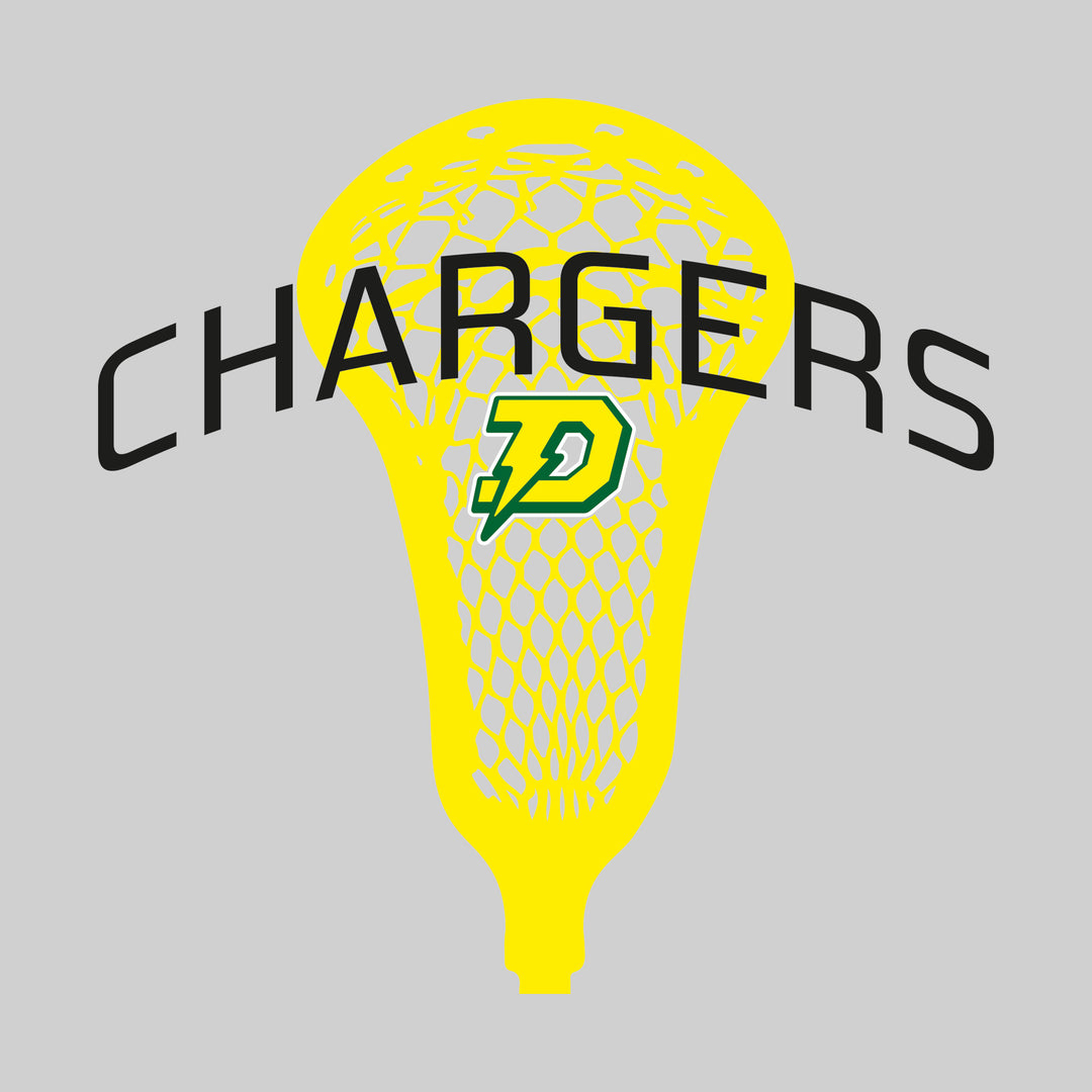 Midland Dow Chargers - Lacrosse - Arched Chargers Over Lacrosse Stick with Logo