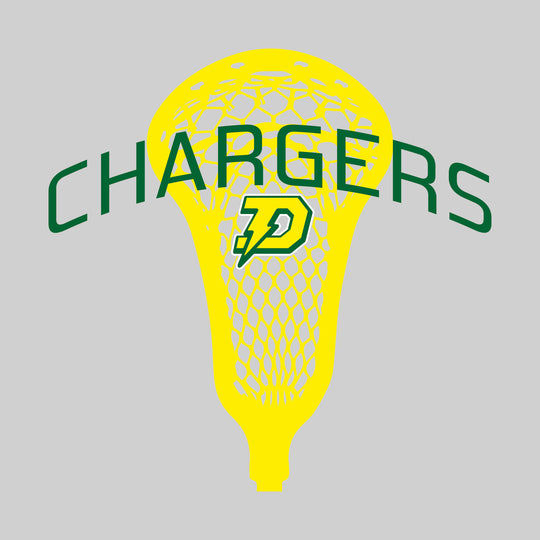 Midland Dow Chargers - Lacrosse - Arched Chargers Over Lacrosse Stick with Logo