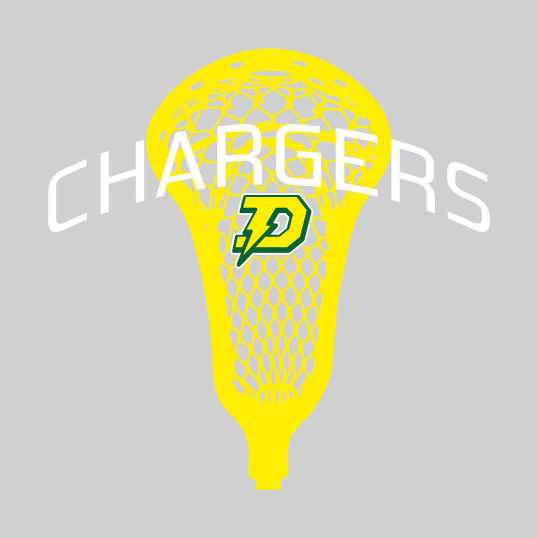 Midland Dow Chargers - Lacrosse - Arched Chargers Over Lacrosse Stick with Logo