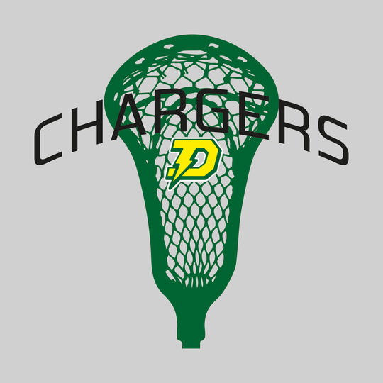 Midland Dow Chargers - Lacrosse - Arched Chargers Over Lacrosse Stick with Logo