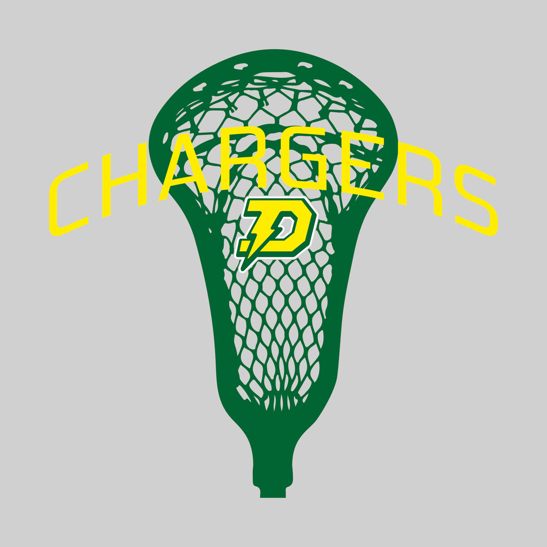 Midland Dow Chargers - Lacrosse - Arched Chargers Over Lacrosse Stick with Logo