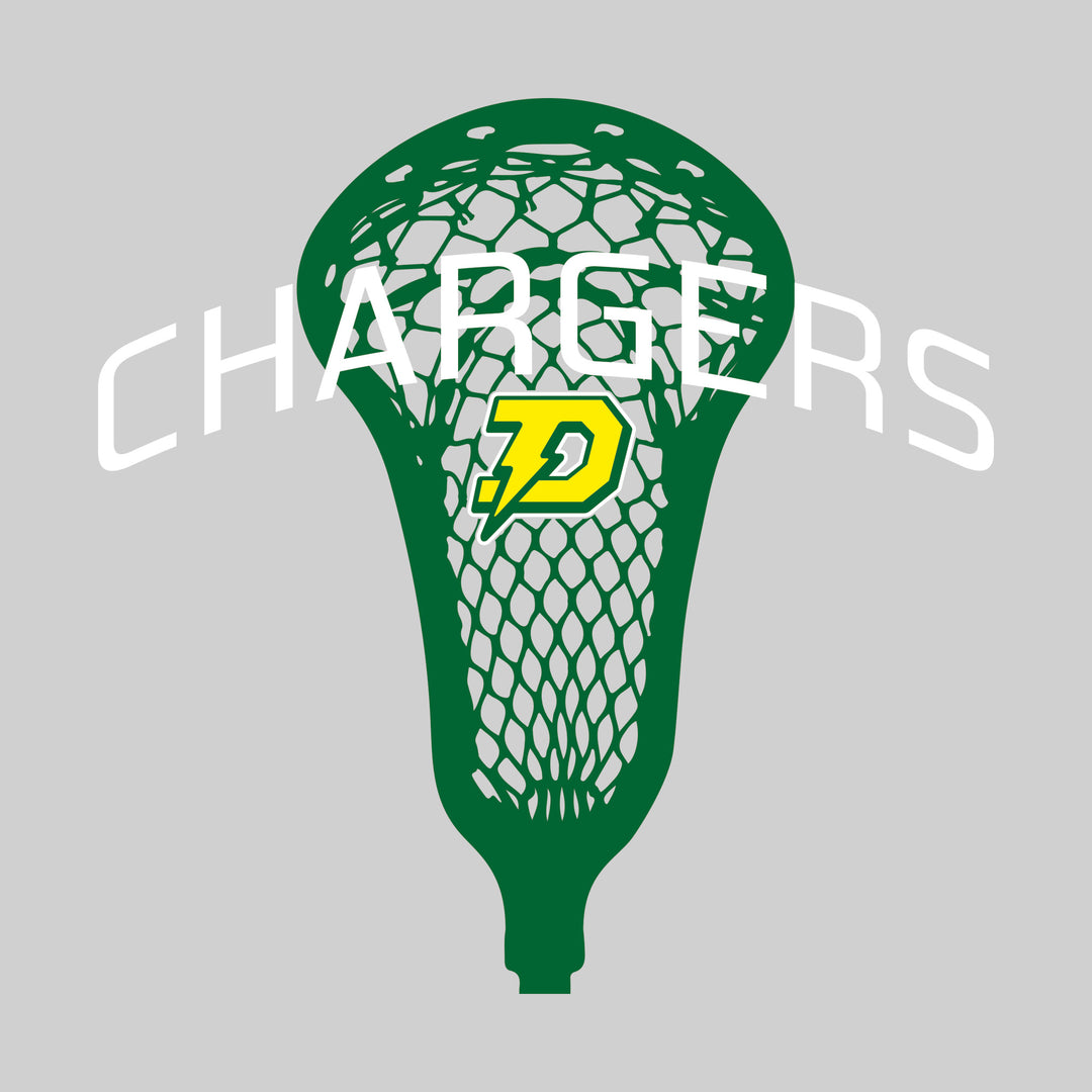 Midland Dow Chargers - Lacrosse - Arched Chargers Over Lacrosse Stick with Logo