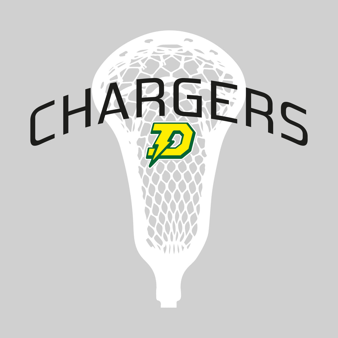 Midland Dow Chargers - Lacrosse - Arched Chargers Over Lacrosse Stick with Logo