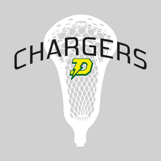 Midland Dow Chargers - Lacrosse - Arched Chargers Over Lacrosse Stick with Logo