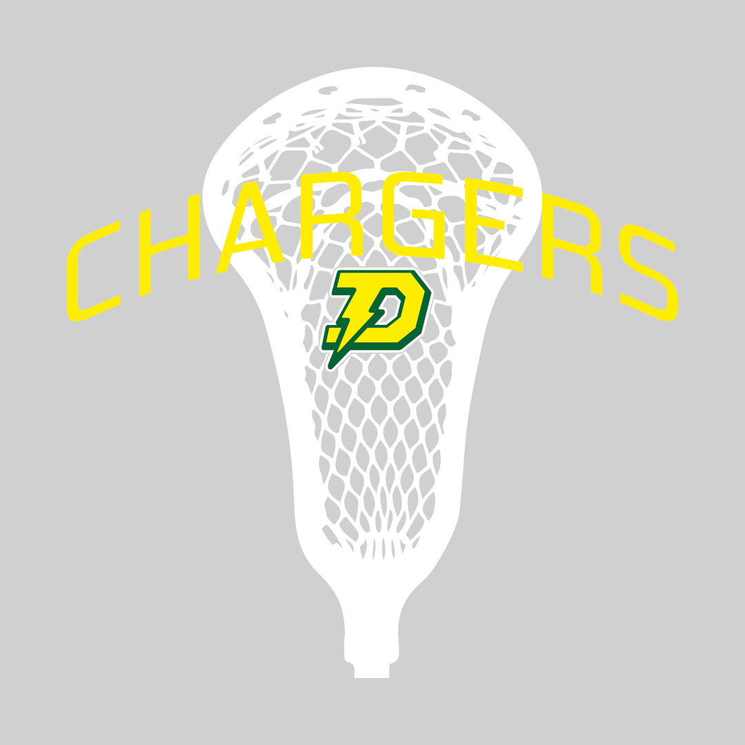 Midland Dow Chargers - Lacrosse - Arched Chargers Over Lacrosse Stick with Logo