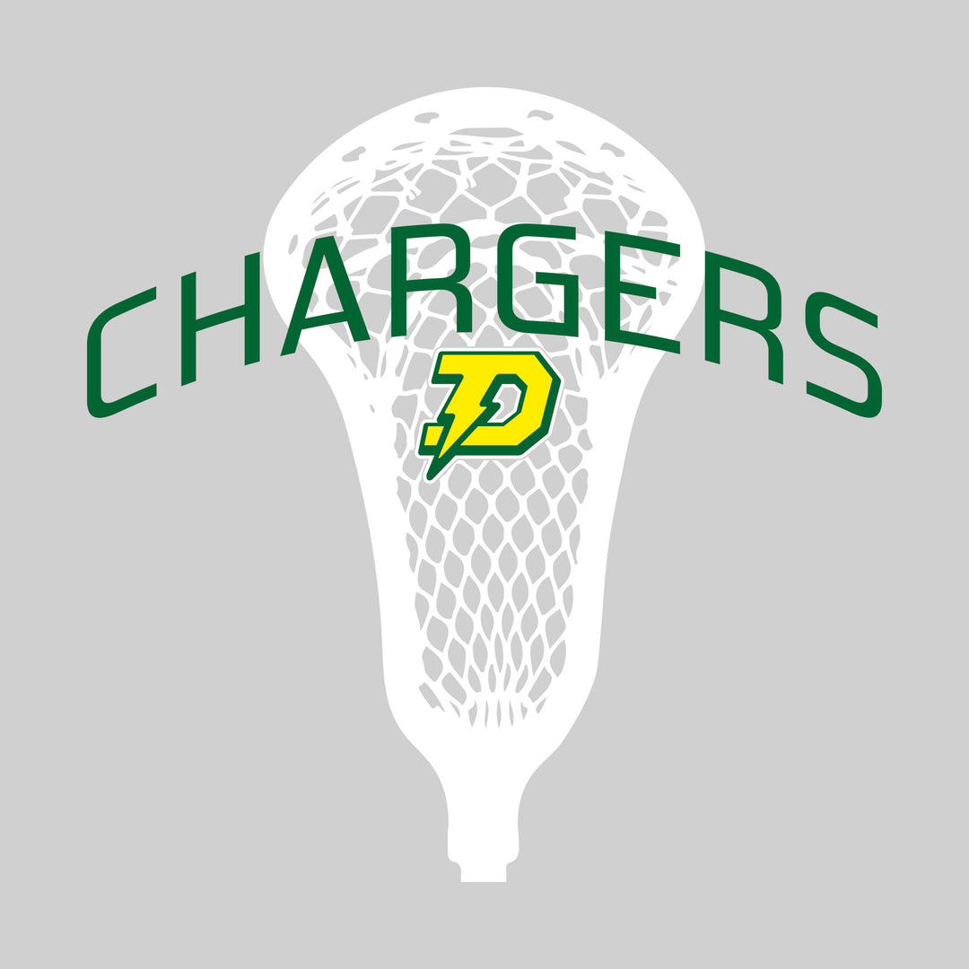 Midland Dow Chargers - Lacrosse - Arched Chargers Over Lacrosse Stick with Logo