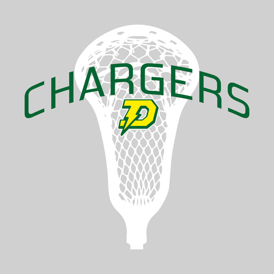 Midland Dow Chargers - Lacrosse - Arched Chargers Over Lacrosse Stick with Logo