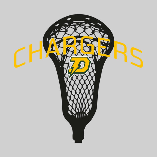 Midland Dow Chargers - Lacrosse - Arched Chargers Over Lacrosse Stick with Logo