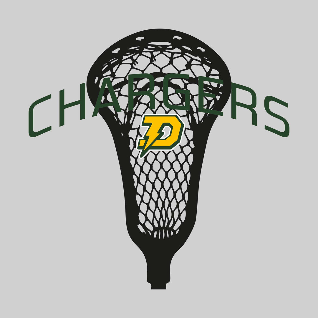 Midland Dow Chargers - Lacrosse - Arched Chargers Over Lacrosse Stick with Logo