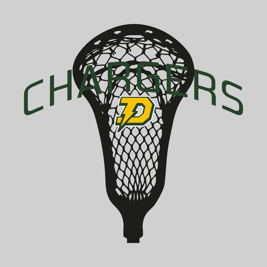 Midland Dow Chargers - Lacrosse - Arched Chargers Over Lacrosse Stick with Logo