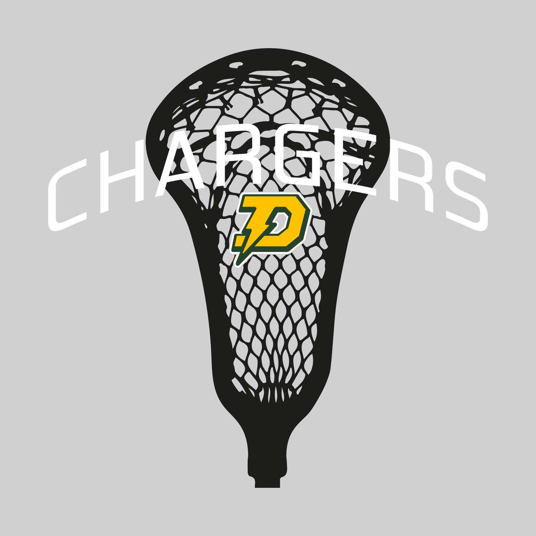 Midland Dow Chargers - Lacrosse - Arched Chargers Over Lacrosse Stick with Logo