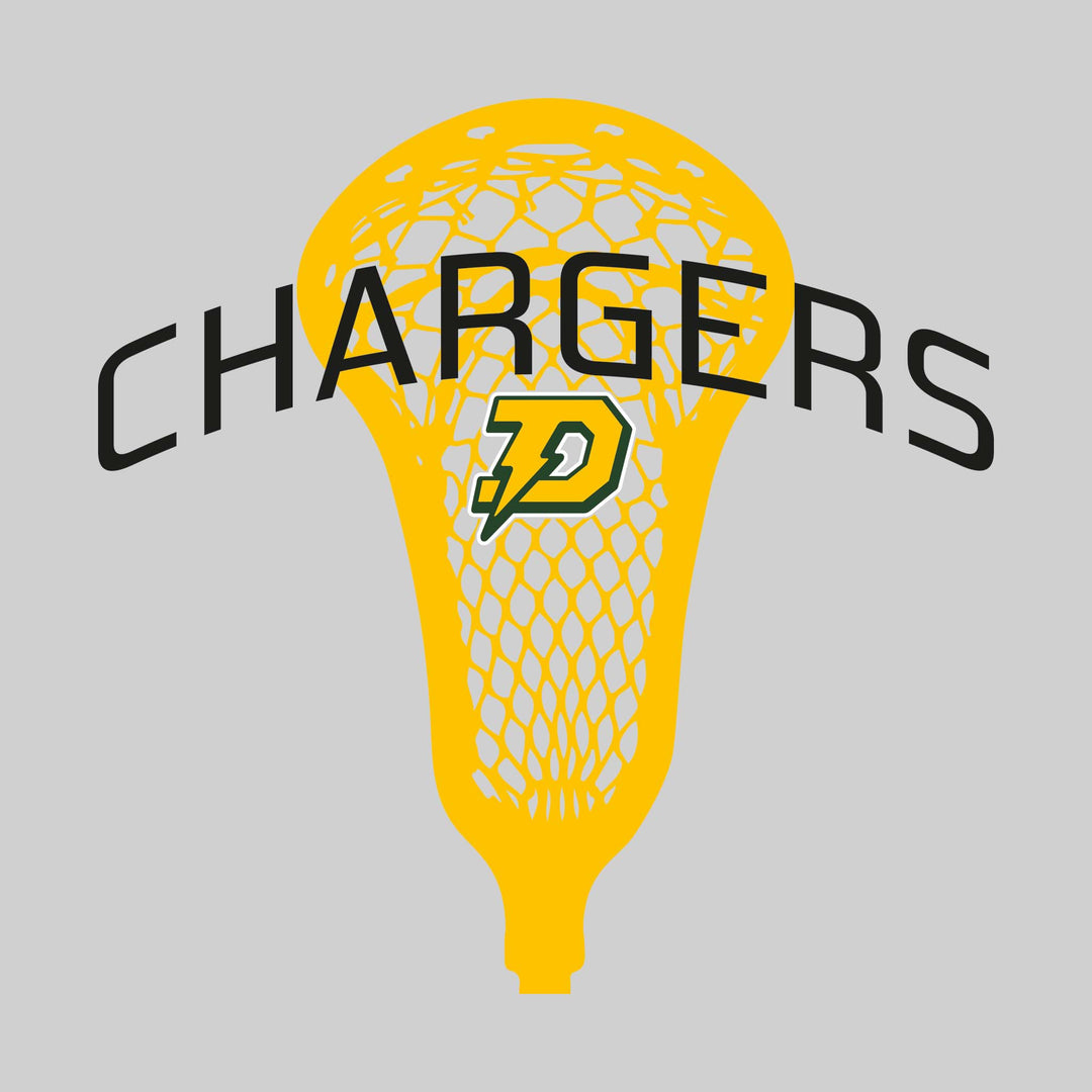 Midland Dow Chargers - Lacrosse - Arched Chargers Over Lacrosse Stick with Logo